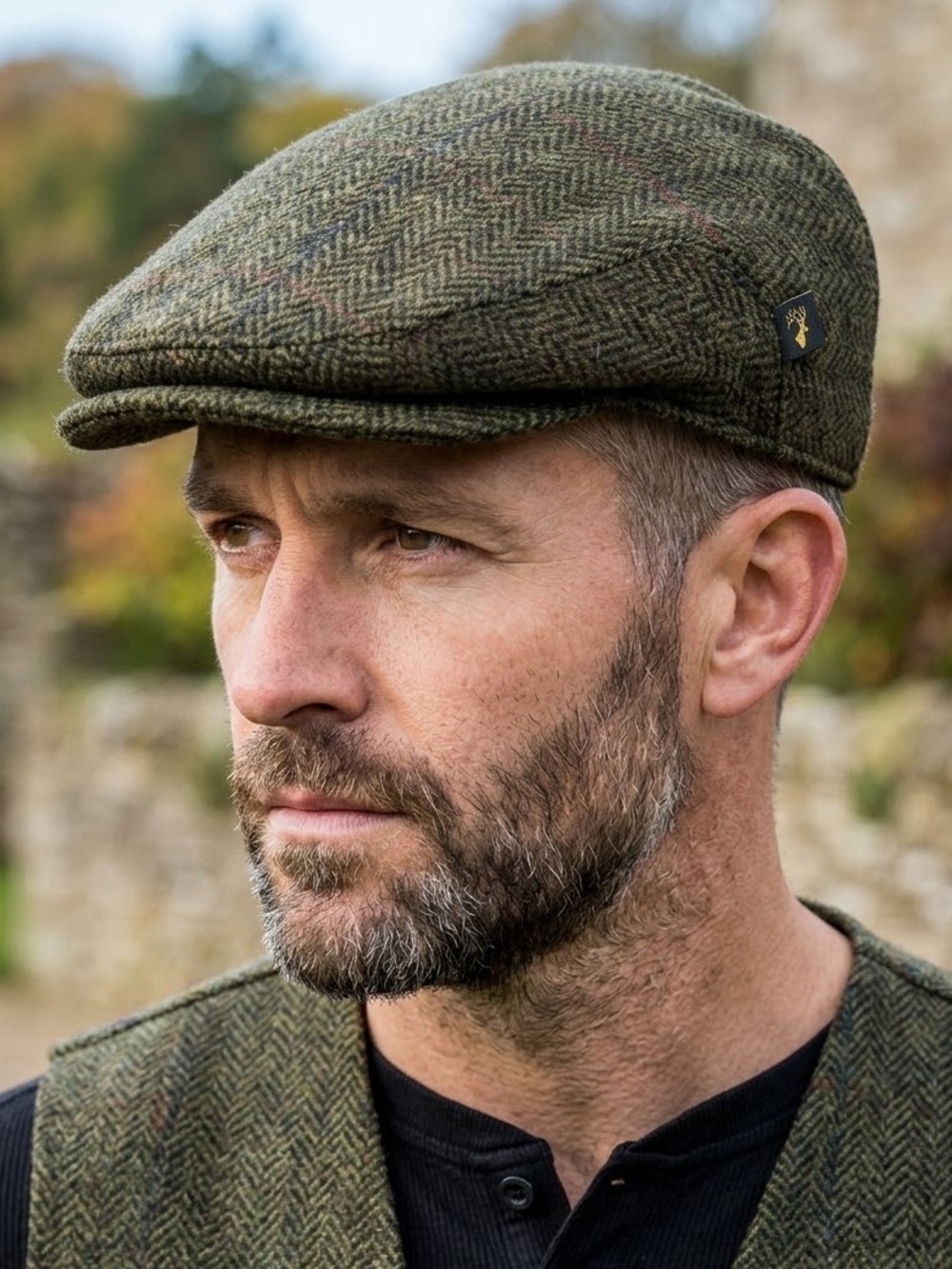 Mucros Weavers Trinity Flat Cap Wool Tweed Olive Plaid Ireland M